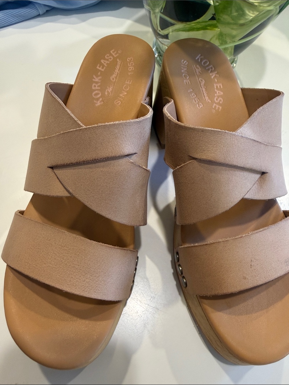 Kork-Ease Women's Taupe Crossband Slide Mules